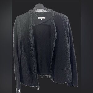 IRO Shivani Black Textured Fringed  jacket